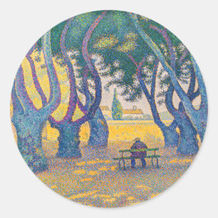 Paul Signac - Place des Lices, Saint-Tropez Runder Aufkleber