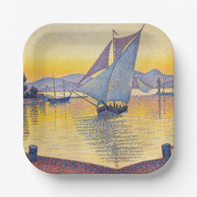 Paul Signac - The Port at Sunset, Opus 236 Pappteller (Vorderseite)