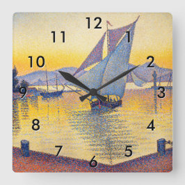 Paul Signac - The Port at Sunset, Opus 236 Quadratische Wanduhr