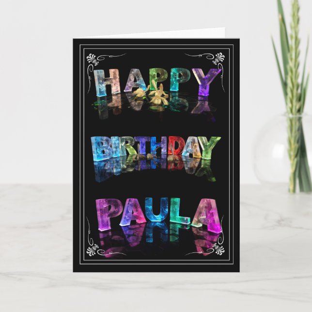 Paula - Name in Lights Grußkarte (Foto) Karte (Vorderseite)