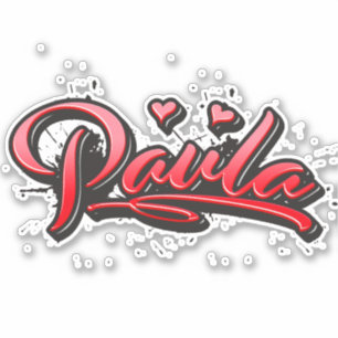 Paula red Heart Graffiti Aufkleber Sticker