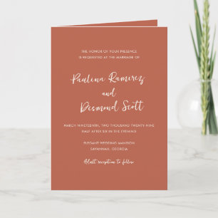 Paulina Modern Burnt Orange Simple Elegante Hochze Einladung