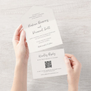 Paulina Modern Ivory Einfache Hochzeit All In One Einladung