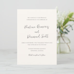 Paulina Modern Ivory Einfache Hochzeit Einladung
