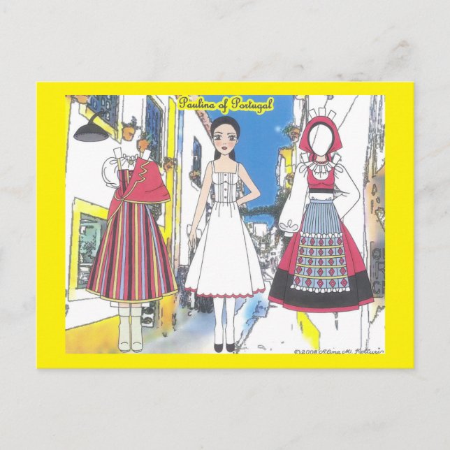 Paulina of Portugal Paper Doll Postcard Postkarte (Vorderseite)