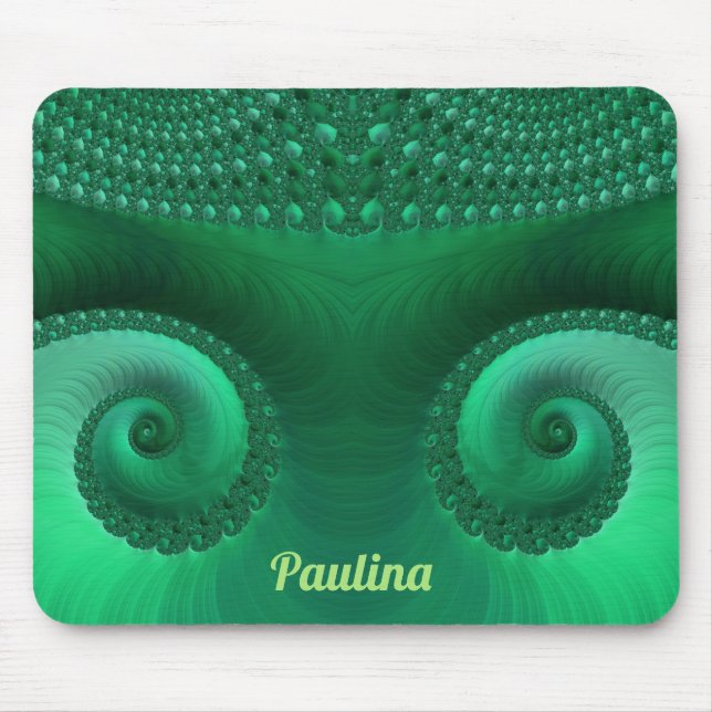 PAULINA ~ Zany Shades of Green Fraktal Pattern Mousepad (Vorne)