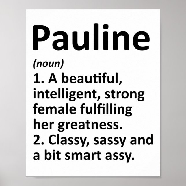 Pauline Definition Personalisierter Name Lustiges  Poster (Vorne)