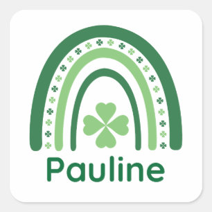 Pauline Name Clover Boho Regenbogen Quadratischer Aufkleber