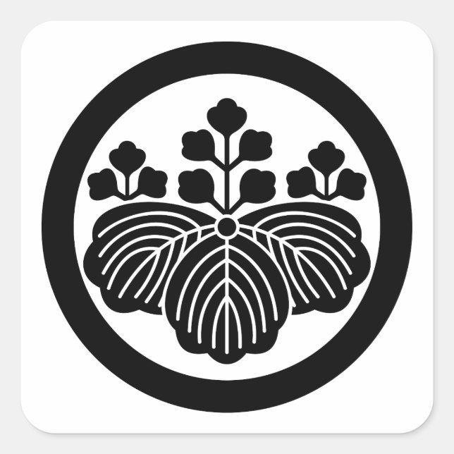 Paulownia mit 5&3 Blüten im Kreis Quadratischer Aufkleber (Vorderseite)