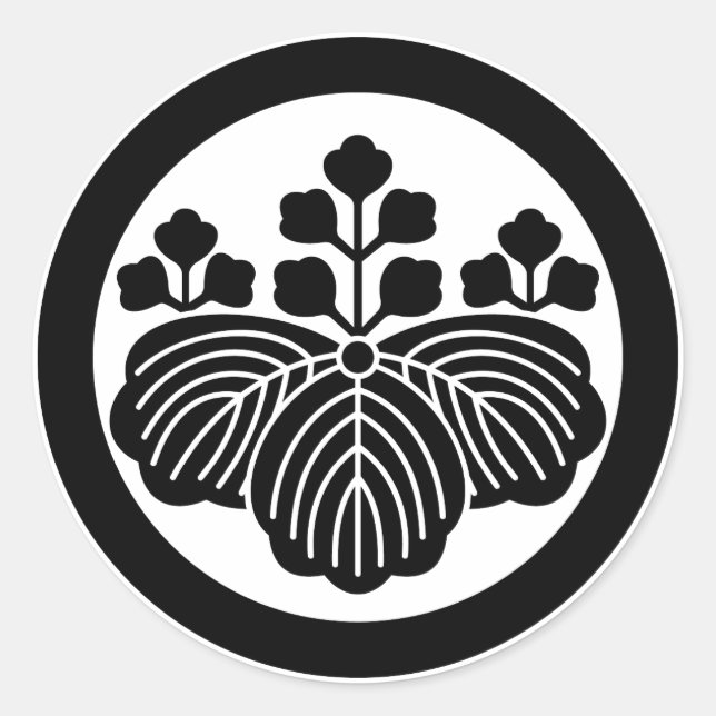 Paulownia mit 5&3 Blüten im Kreis Runder Aufkleber (Vorderseite)