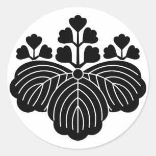 Paulownia mit 5/3 Blüten Runder Aufkleber