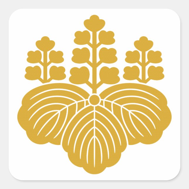 Paulownia with 5&7 blooms quadratischer aufkleber (Vorderseite)