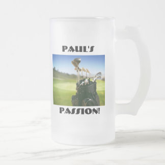 Pauls Leidenschaft (Golf)!  16oz. Stein. Mattglas Bierglas