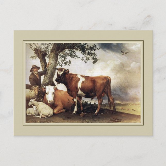 Paulus Potter, 'Junger Bulle' 1647 Postkarte (Vorderseite)