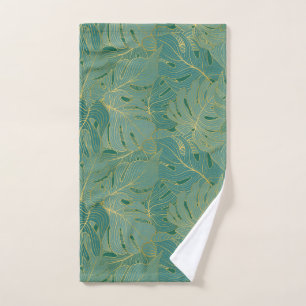 Paume luxuriante feuille motif en vert et or