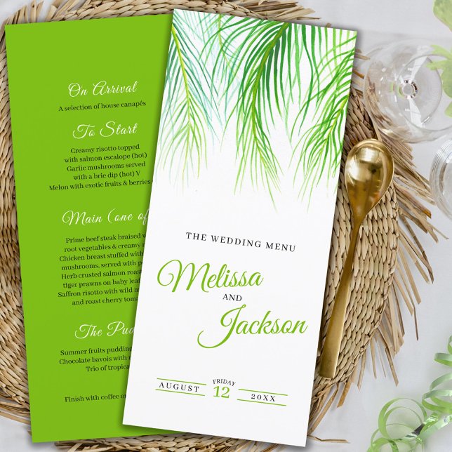 Paume tropicale mariage vert menu (Créateur téléchargé)