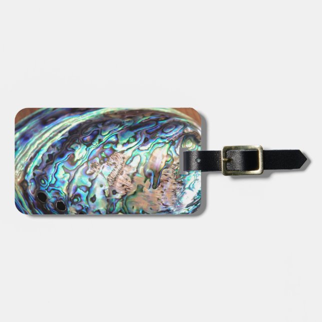 Pauschal, blau und grün, Muscheln Gepäckanhänger (Vorderseite horizontal)