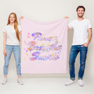 Pause atmen Lächeln Wasserfarbe Rosa Mauve Gelb Fleecedecke