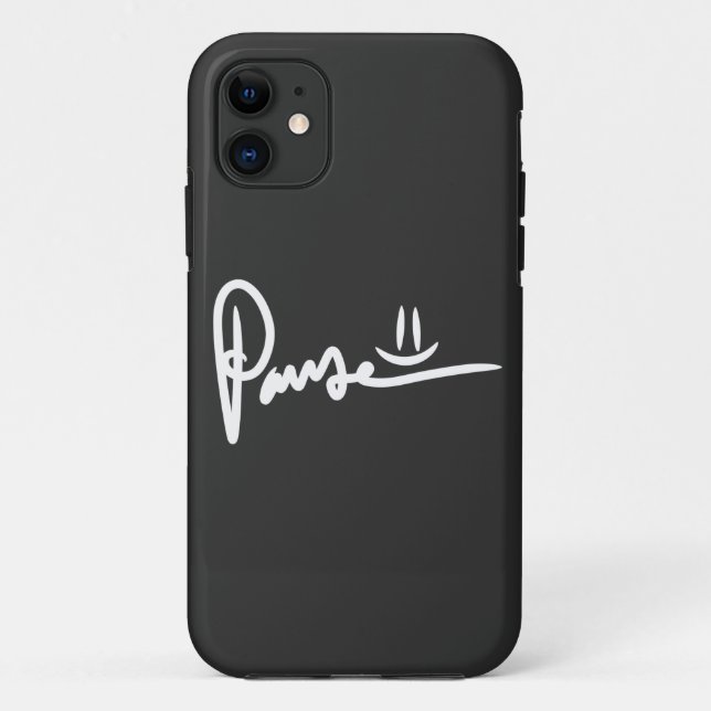 Pause Emoji White Typografie Case-Mate iPhone Hülle (Rückseite)