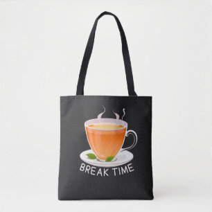 Pause mit einem Teebecher Tasche