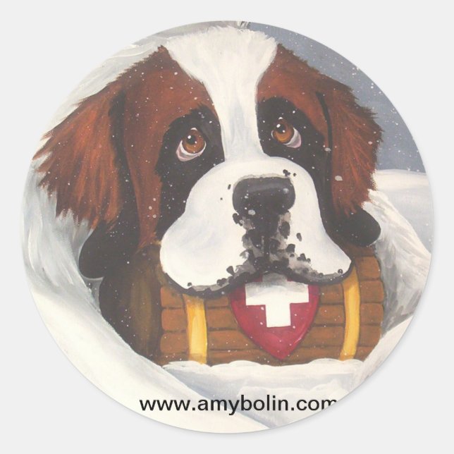 Pause Zeit St. Bernards, Hund, St. Bernard Runder Aufkleber (Vorderseite)