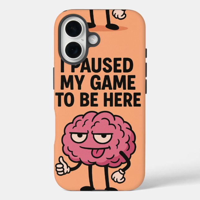 "Paused Game Brain - Gaming Mode aktiviert" iPhone 16 Hülle (Rückseite)