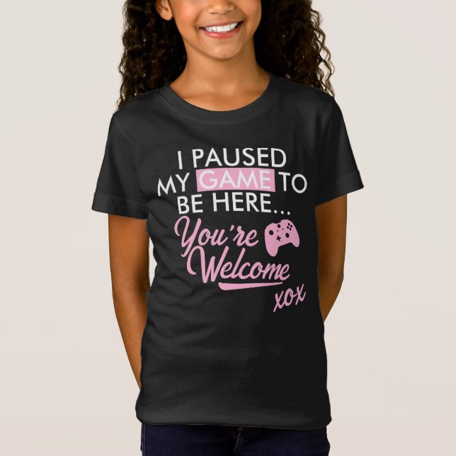 Pausen Spiel Pastel Pink Girly Slogan Gamer Girl T-Shirt (Vorderseite)