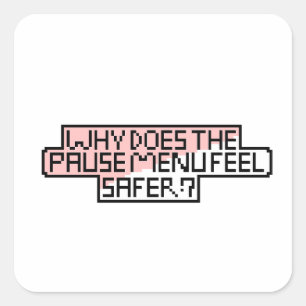 Pausenmenü Komfort – Retro Pixel Schriftart Quadratischer Aufkleber