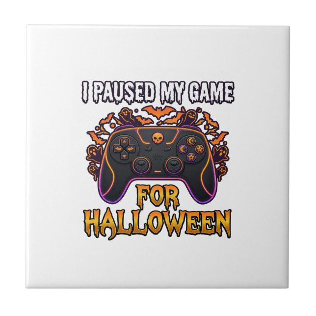 Pausiertes Spiel Halloween Controller Fledermäuse  Fliese (Vorderseite)