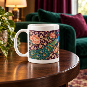 Pavillon Paon Tasse Ornementale Florale
