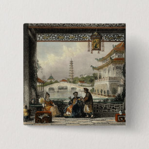 Pavillon und Gärten einer Mandarine nahe Peking, Button