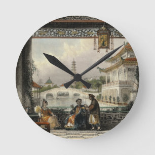Pavillon und Gärten einer Mandarine nahe Peking, Runde Wanduhr