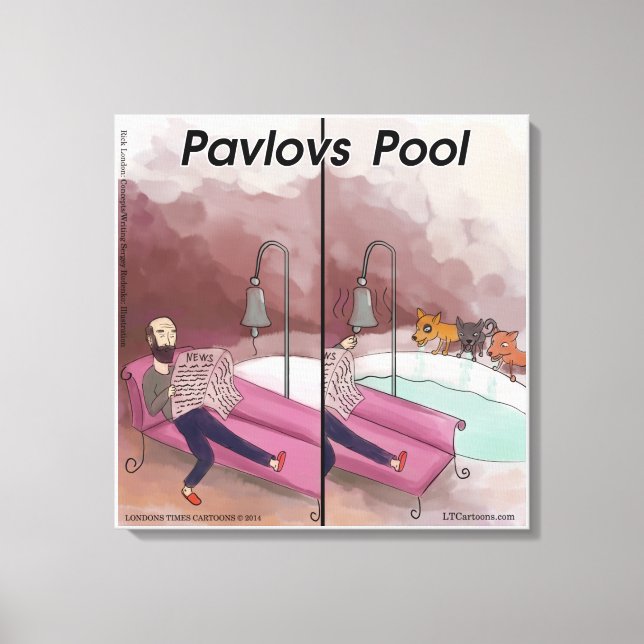 Pavlov's Pool Funny Cartoon Leinwanddruck (Vorderseite)