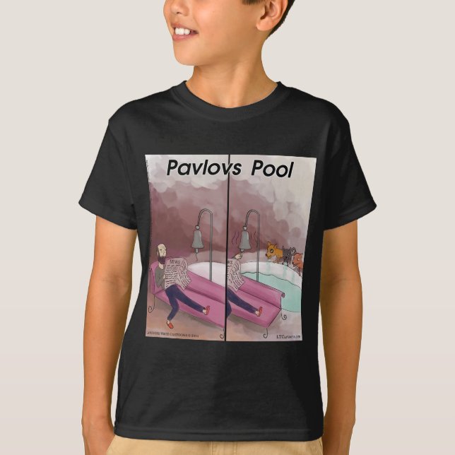 Pavlov's Pool Funny Cartoon T-Shirt (Vorderseite)