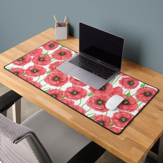 Pavot aquarelle motif floral (Bureau 2)