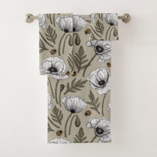 Pavot blanc et coccinelle