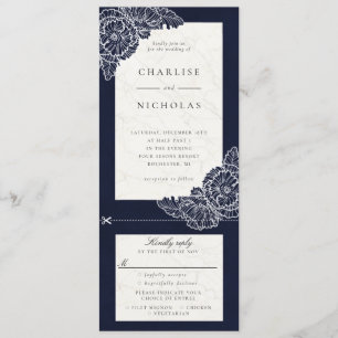 Pavot blanc faire-part de mariage floral marine rs