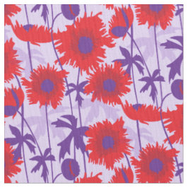 Pavot dallé rouge violet tissu graphique floral