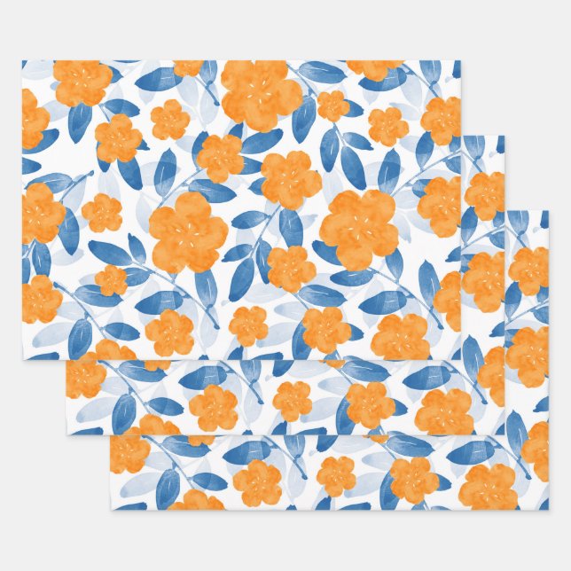 Pavot d'aquarelle et Motif Feuille (Lot)