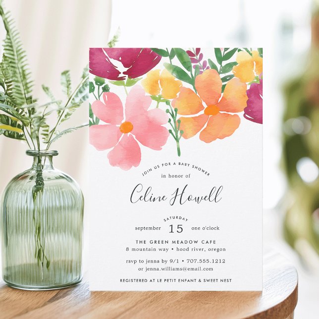 Pavot de Californie | Invitation baby shower (Créateur téléchargé)