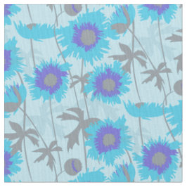 Pavot en sacs bleu gris tissu graphique floral