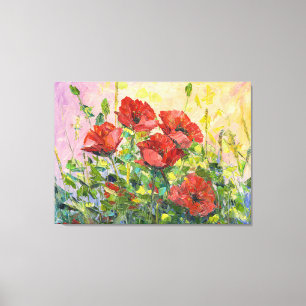 Pavot, fleurs abstraites, peinture moderne, toile