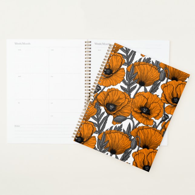 Pavot orange sur blanc (Devant avec enveloppe)