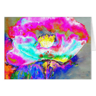 Pavot rose Abstrait, aquarelle peinture florale