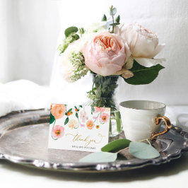 Pavot rose Mariage Carte de remerciements