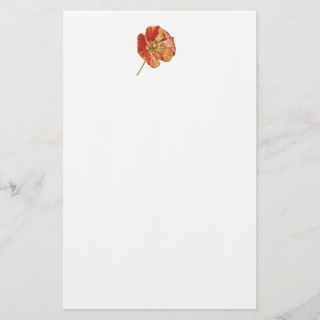 Pavot rouge 5,5" x 8,5" papeterie (Devant)