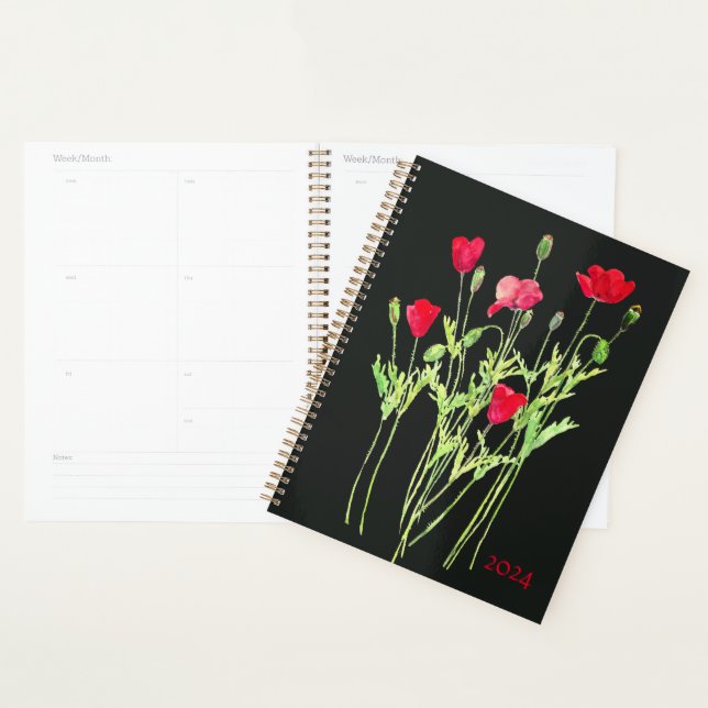 Pavot rouge prairie estivale, fleurs sauvages (Devant avec enveloppe)