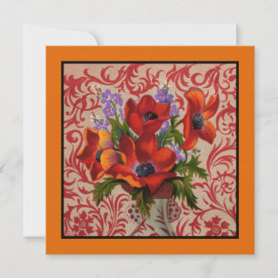 Pavots avec une invitation orange de frontière