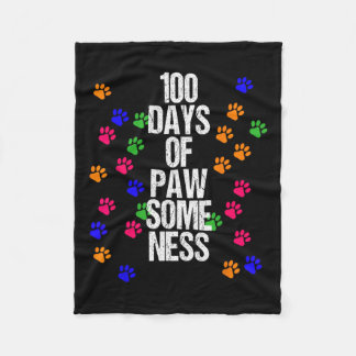 Paw 100 Days School Animal Fun Happy Gift Outfit Fleecedecke