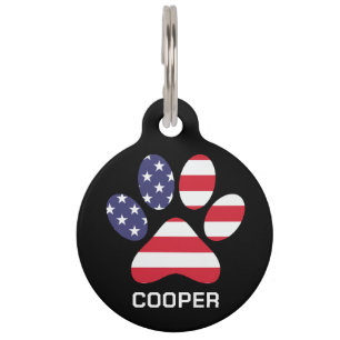 Paw American Flag Personalisiertes Haustierfoto un Haustiermarke